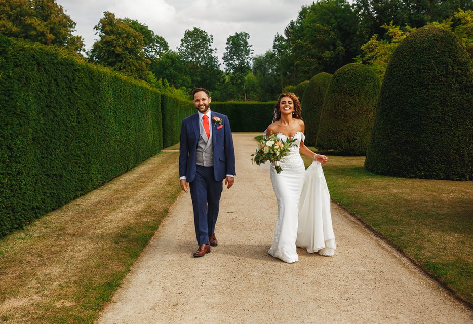 Couple dancing in field