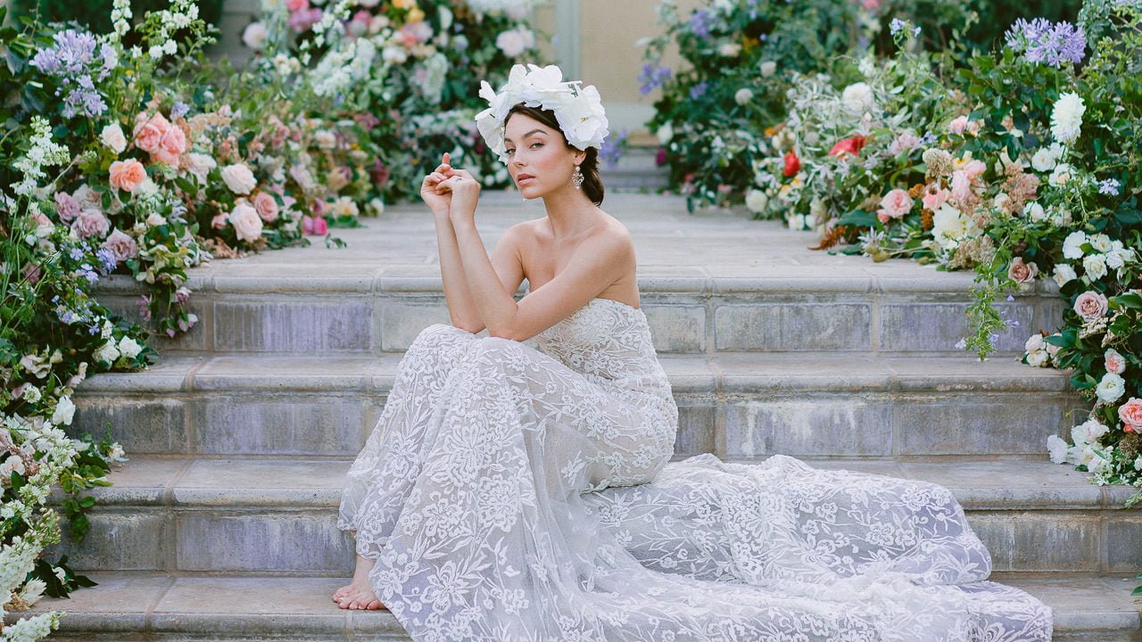 Romantic fine art wedding portrait with soft lighting by Jose Villa