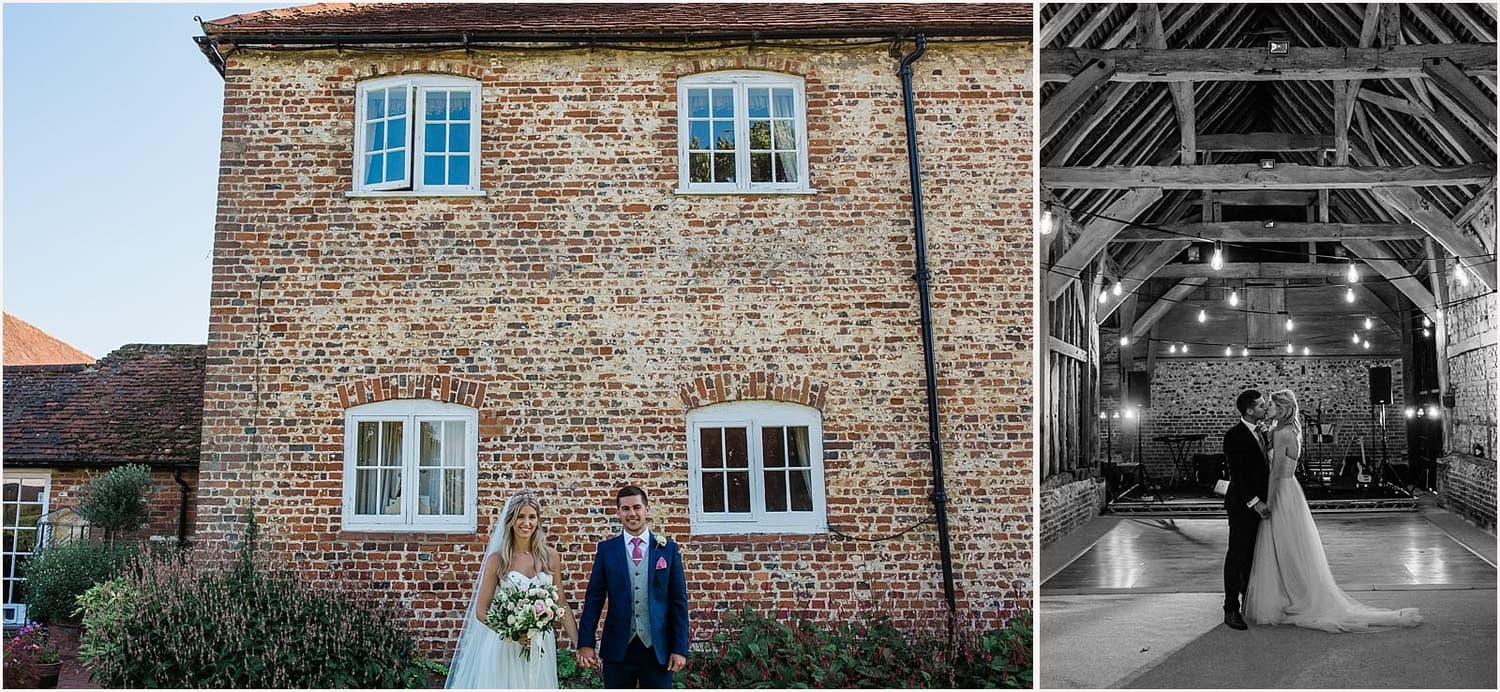 Beautifully decorated barn interior with festoon lighting