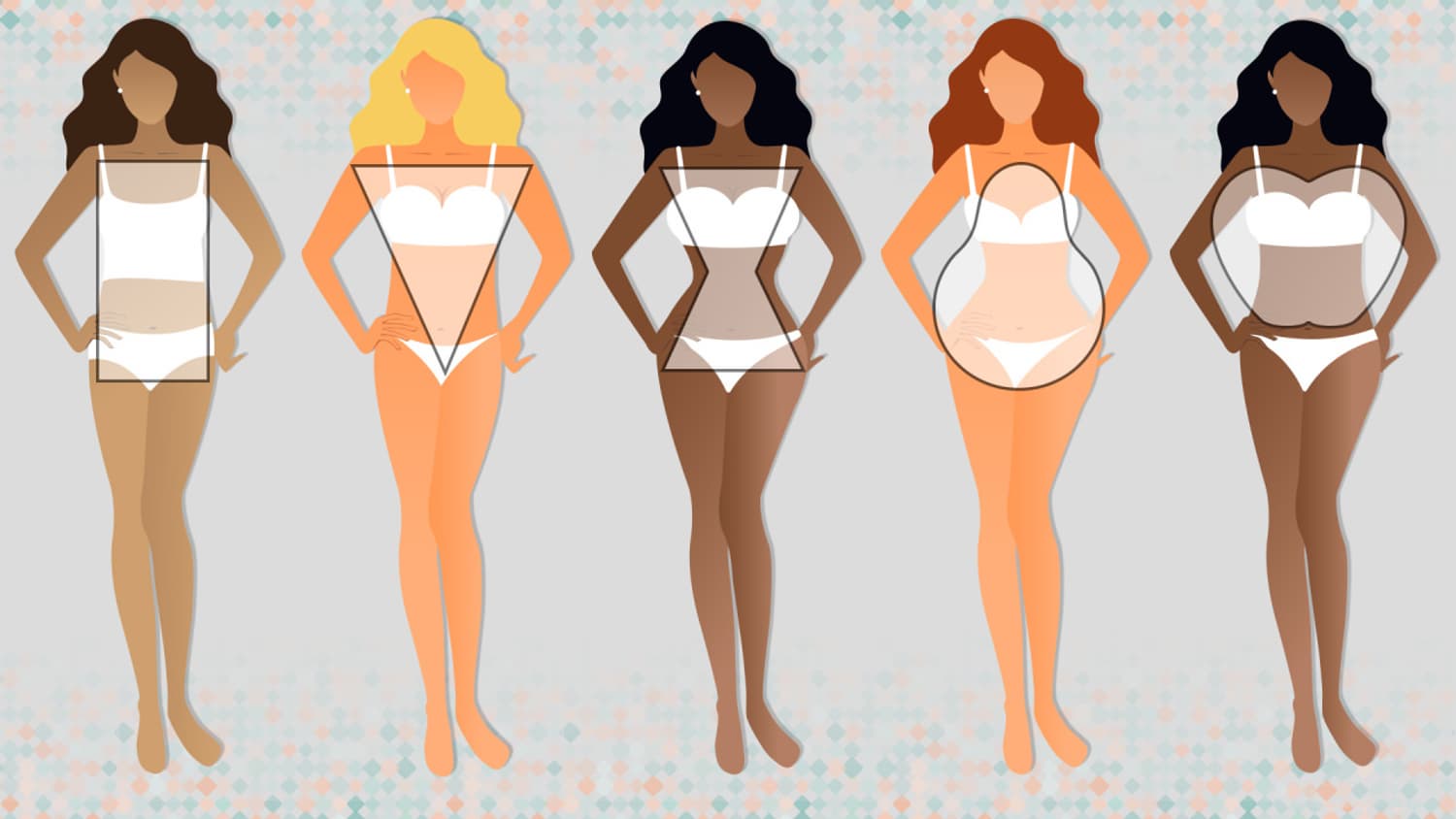Wedding dress body shape guide showing different silhouettes